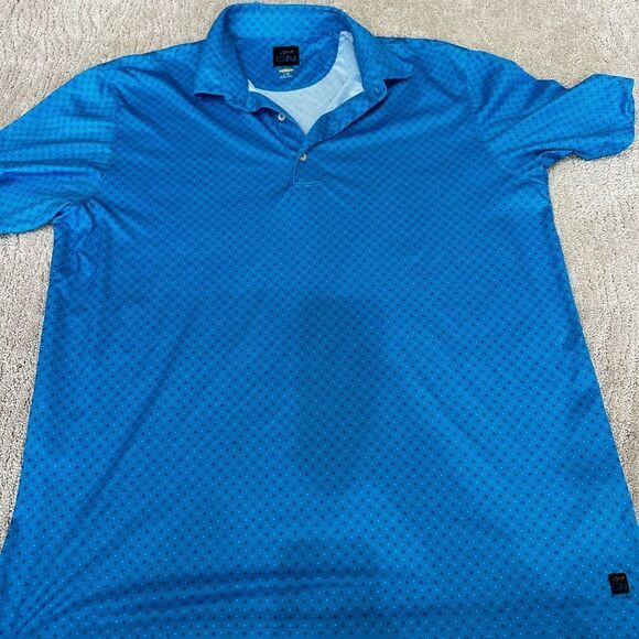 Vibrant Blue Polo Shirt with Geometric Texture - Picture 1 of 2